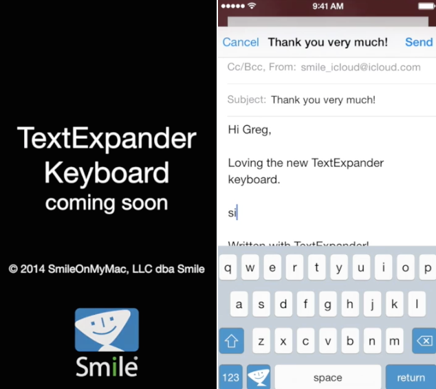 iOS 8ではTextExapnder touchがすべてのアプリで利用できるようになる