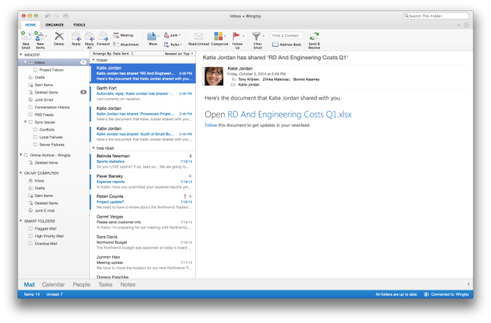 Microsoft、Outlook for Macの新バージョンを公開（次期Office for Macは2015年下半期にリリース予定）