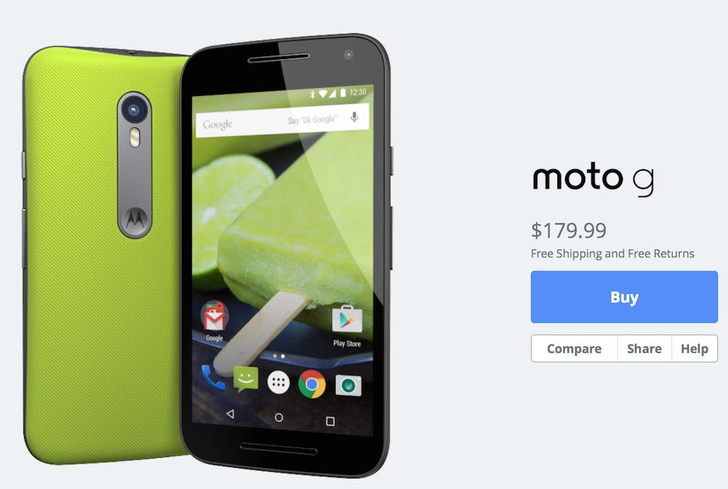 Motorola のMoto G（3rd Gen、XT1550）に技適マークが表示