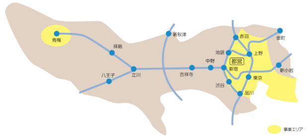 都営バスの主な事業エリア